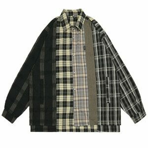 plaid oversized shirt   youthful & chic oversized plaid design 6610