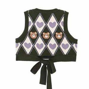 preppy bear argyle vest   youthful crop design 1831