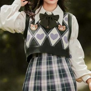 preppy bear argyle vest   youthful crop design 4282