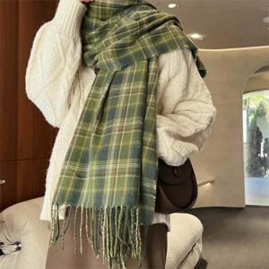 preppy plaid scarf iconic aesthetic & youthful charm 7237