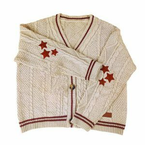 preppy star cardigan youthful aesthetic & iconic style 4127