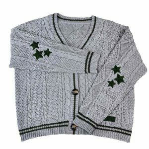 preppy star cardigan youthful aesthetic & iconic style 4177