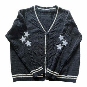 preppy star cardigan youthful aesthetic & iconic style 6960