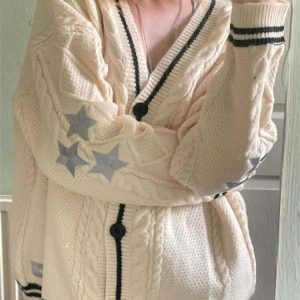 preppy star cardigan youthful aesthetic & iconic style 7812