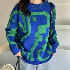 quirky dinosaur fuzzy sweater youthful & fun design 4773