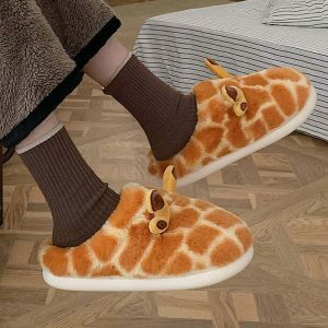 quirky giraffe plush slippers cozy & unique comfort 1099