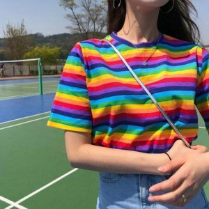 rainbow graphic tee vibrant & youthful streetwear appeal 1328