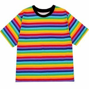 rainbow graphic tee vibrant & youthful streetwear appeal 3222