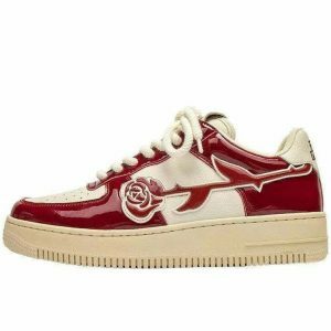 red rose aesthetic sneakers youthful & vibrant street style 6350