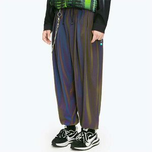 reflective wide leg pants dynamic & youthful streetwear 1412