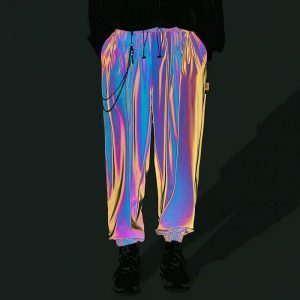 reflective wide leg pants dynamic & youthful streetwear 1662