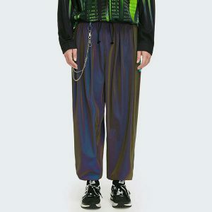 reflective wide leg pants dynamic & youthful streetwear 4593