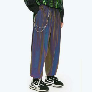 reflective wide leg pants dynamic & youthful streetwear 4697