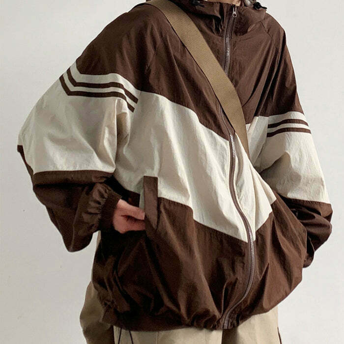 retro 90's brown bomber jacket oversized & chic style 6254