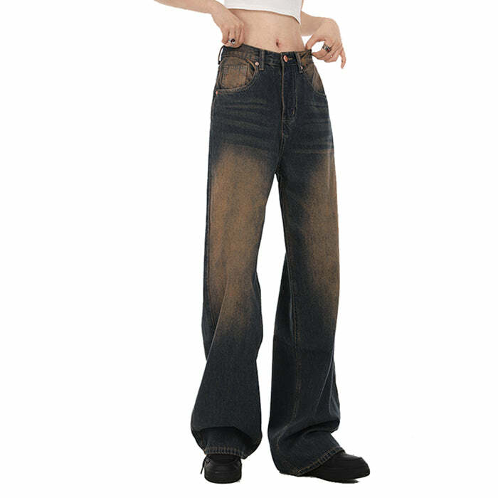 retro 90's washed brown jeans youthful & iconic style 1242