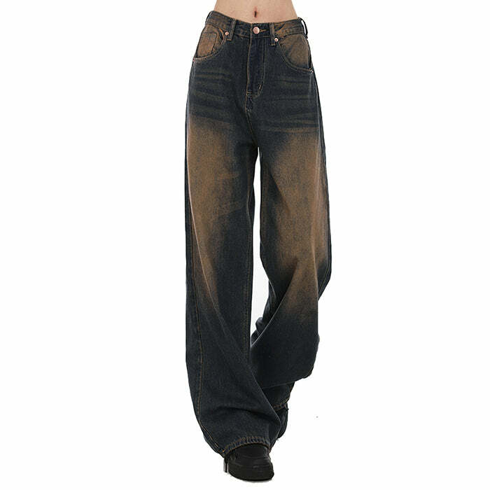 retro 90's washed brown jeans youthful & iconic style 4741