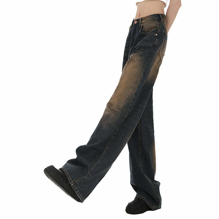 retro 90's washed brown jeans youthful & iconic style 8930