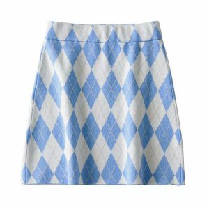 retro argyle mini skirt   chic & youthful streetwear 3900