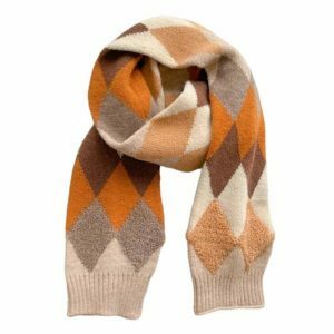 retro argyle scarf dynamic pattern & youthful style 7925
