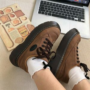 retro brown oxford shoes platform design youthful edge 5671