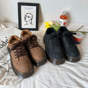 retro brown oxford shoes platform design youthful edge 5848