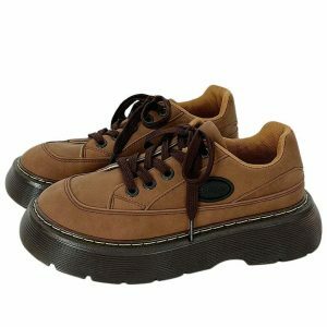 retro brown oxford shoes platform design youthful edge 6986