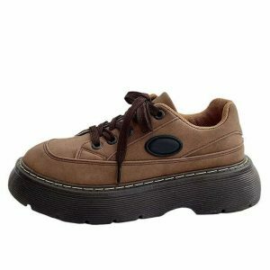 retro brown oxford shoes platform design youthful edge 7029