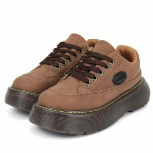 retro brown oxford shoes platform design youthful edge 8624