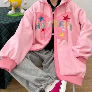 retro butterfly embroidered hoodie zip up youthful style 8140