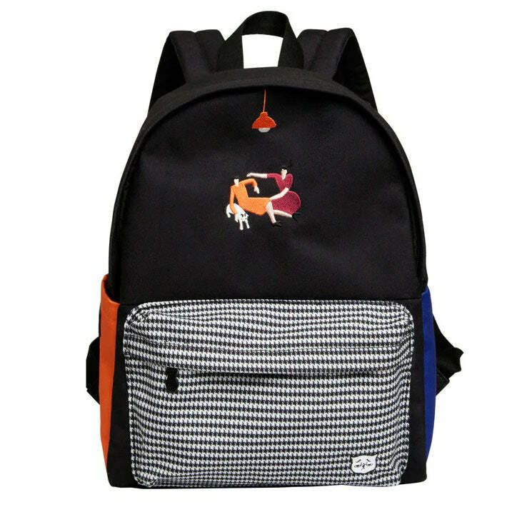 retro cat ladies backpack   chic & youthful streetwear 6096