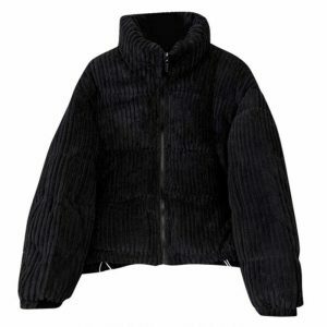 retro corduroy puffer jacket   chic & youthful streetwear 4843