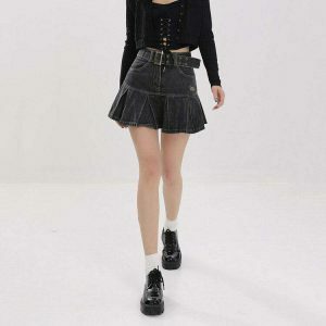 retro fairycore denim skirt youthful & chic design 3954