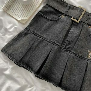 retro fairycore denim skirt youthful & chic design 5407