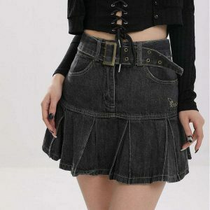 retro fairycore denim skirt youthful & chic design 6880