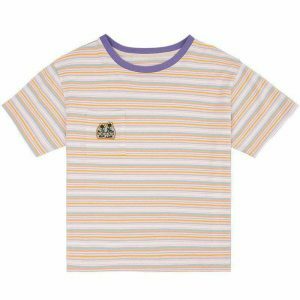 retro floral stripe tee   chic & youthful streetwear 3524