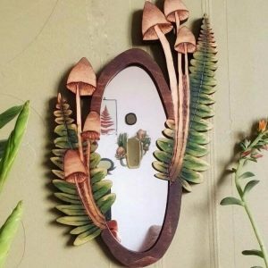 retro forest mushroom mirror   wooden & eclectic charm 6346