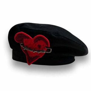 retro french kiss heart beret   iconic & chic streetwear 3834