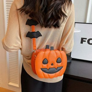 retro halloween pumpkin bag   chic & seasonal accessory 2108