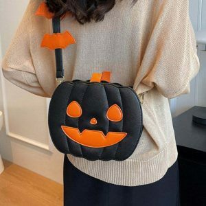 retro halloween pumpkin bag   chic & seasonal accessory 3058