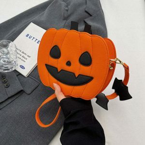 retro halloween pumpkin bag   chic & seasonal accessory 6943