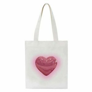 retro heart tote bag   chic aesthetic & youthful style 8471