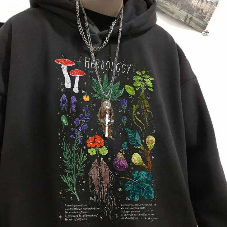 retro herbology hoodie   unique & youthful streetwear 3406
