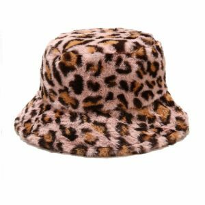 retro leopard fluffy bucket hat   chic & youthful style 8475