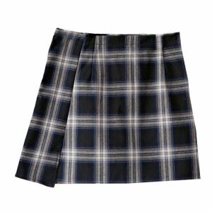 retro plaid mini skirt   chic & youthful streetwear staple 4198