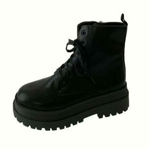 retro platform ankle boots   chic & youthful streetwear 7202