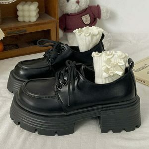 retro platform oxford boots   sleek & youthful streetwear 4010