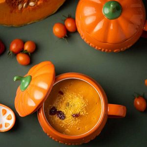 retro pumpkin shaped mug   unique & vibrant kitchenware 3945
