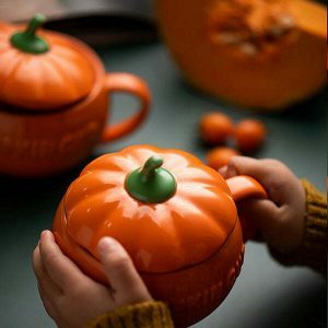 retro pumpkin shaped mug   unique & vibrant kitchenware 4207
