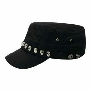 retro skull rivet cap   edgy streetwear icon 3223