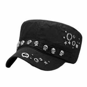 retro skull rivet cap   edgy streetwear icon 5915